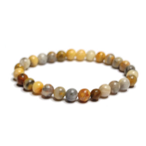 Crazy Agate elastic bracelet natural stone, 6 mm bead / 16 - 17 cm, brings success into life