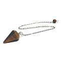 Tiger eye pendulum natural stone 2,5cm + 18 cm chain with bead, stone of sun and earth, brings luck and wealth