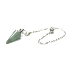 Avanturine green pendulum natural stone 3,5 cm + chain with ball 18 cm, lucky stone