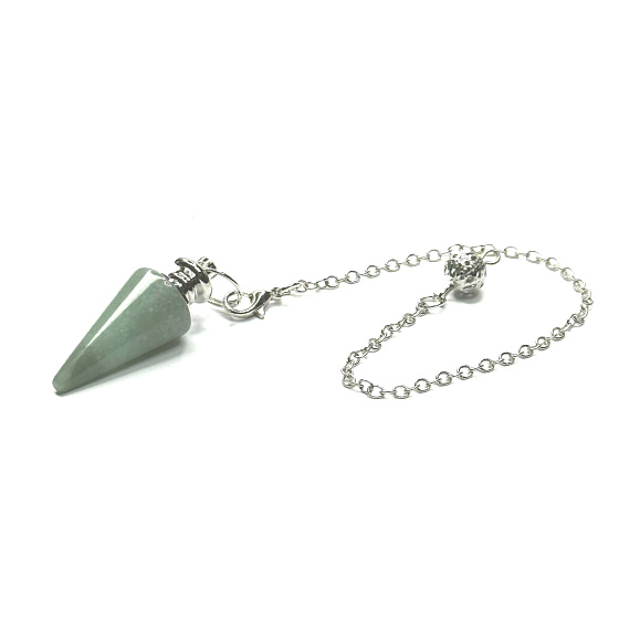Avanturine green pendulum natural stone 3,5 cm + chain with ball 18 cm, lucky stone