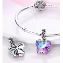 Charm Sterling silver 925 Murano glass butterfly, bracelet pendant symbol