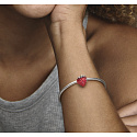 Sterling silver 925 Strawberry with grains, bead for bracelet, food and drink