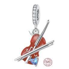 Charm Sterling silver 925 Violin, pendant on bracelet interests
