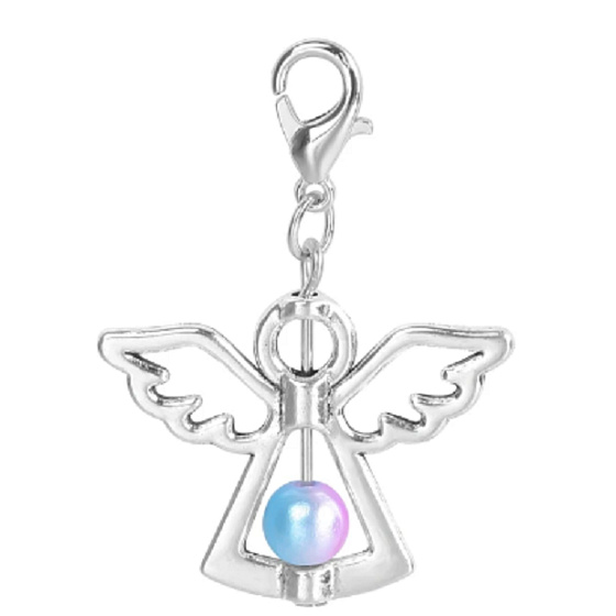Guardian angel pendant with coloured bead 29 x 37 mm