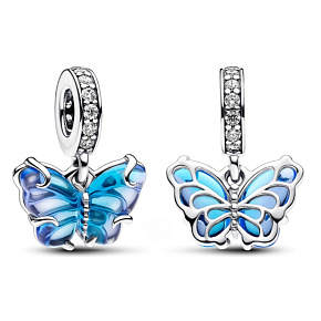 Charm Sterling silver 925 Magic butterfly Murano glass animal bracelet pendant