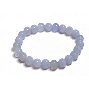 Chalcedony bracelet elastic natural stone, ball 8 mm / 16 - 17 cm, stone of love, joy