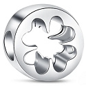 Charm Sterling silver 925 Cut out four-leaf clover - Happiness and Courage, bead for bracelet nature