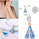 Sterling silver 925 Religious charm Virgin San Juan Lagos Blessed Virgin Mary venerated by Mexican and Texans, pendant bracelet
