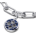 Charm Sterling silver 925 Heart in a four-leaf clover, lucky - Mini medallion, pendant on a bracelet symbol