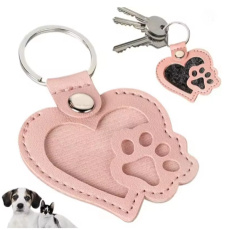 Klíčenka Tlapka se srdcem – památka na mazlíčka| koženková | růžová Klíčenka Tlapka se srdcem – památka na mazlíčka| koženková | růžová