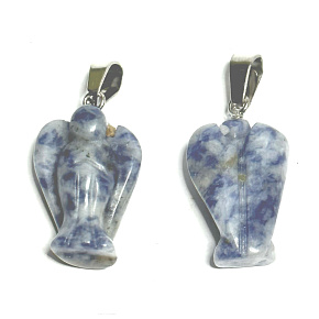 Sodalite Angel guardian pendant natural stone hand cut 2 - 2,2 cm, communication stone