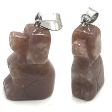 Jasper Dog pendant natural stone, hand cut figurine 1,8 x 2,5 x 8 mm, stone of positive energy