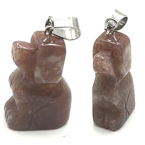 Jasper Dog pendant natural stone, hand cut figurine 1,8 x 2,5 x 8 mm, stone of positive energy