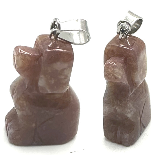 Jasper Dog pendant natural stone, hand cut figurine 1,8 x 2,5 x 8 mm, stone of positive energy