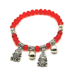 Frog symbol of abundance bracelet elastic, glass bead 4 mm / 16 cm