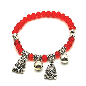 Frog symbol of abundance bracelet elastic, glass bead 4 mm / 16 cm