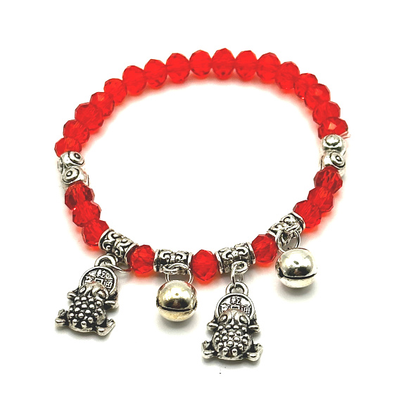 Frog symbol of abundance bracelet elastic, glass bead 4 mm / 16 cm
