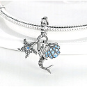Sterling silver 925 Mermaid, starfish, seashell, 3in1 bracelet pendant, sea