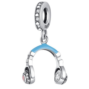 Charm Sterling silver 925 Earrings blue, pendant on bracelet interests