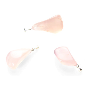 Chalcedony pink Trommel pendant natural stone M, approx. 3 cm, stone of love and joy
