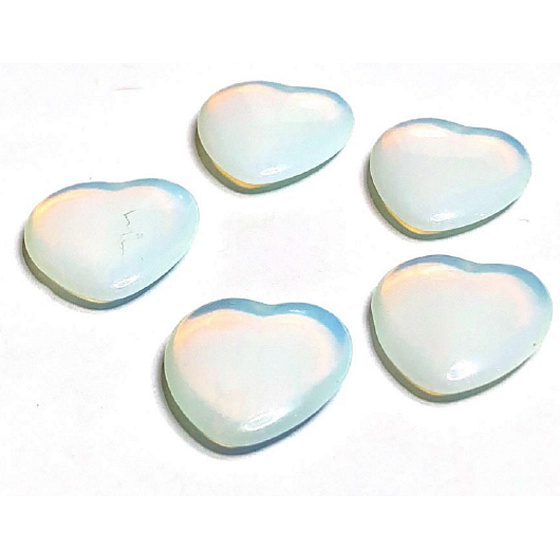 Opalite Hmatka, healing gemstone in the shape of a heart synthetic stone 3 cm 1 piece, stone of wishes and hope