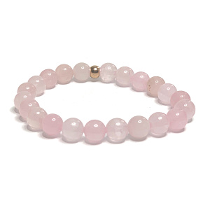 Rose quartz with component bracelet elastic natural stone, ball 8 mm / 16-17 cm, love stone