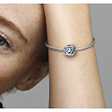 Charm Sterling silver 925 Infinity circle of eternity March water blue, bead for bracelet