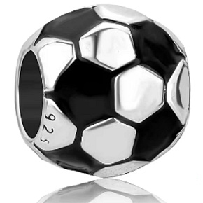 Charm Sterling silver 925 Football, bead on bracelet sport Charm Sterling silver 925 Football, bead on bracelet sport