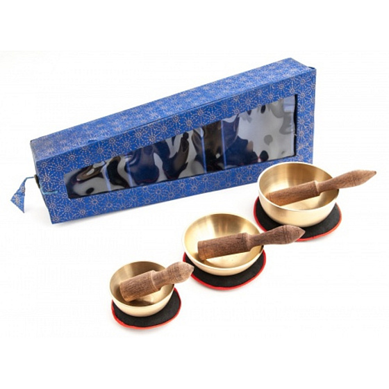 Tibetan bowl 3 pieces in a blue gift box
