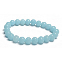 Jade Luminois Light Phosphorescent, blue glow in the dark, bracelet elastic natural stone, bead 8 mm / 16 - 17 cm