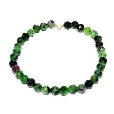 Anyolite / Ruby in Zoisite facet bracelet elastic natural stone, ball 5 mm / 16-17 cm, relieves in times of sadness