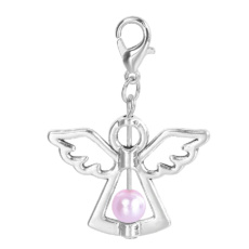 Guardian angel pendant with pink pearl 29 x 37 mm 1 piece