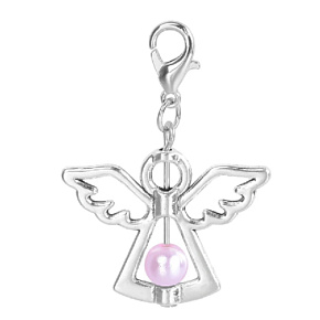 Guardian angel pendant with pink pearl 29 x 37 mm 1 piece