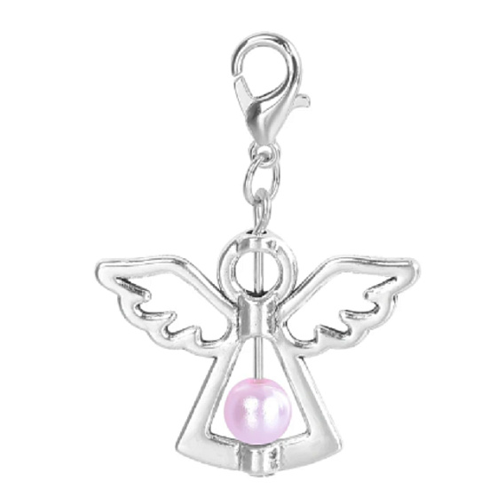 Guardian angel pendant with pink pearl 29 x 37 mm 1 piece