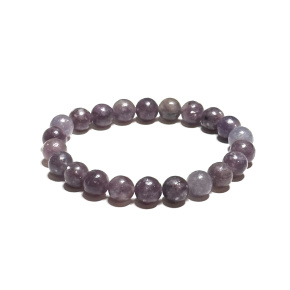 Lepidolite light purple bracelet elastic natural stone, ball 8 mm / 16-17 cm, amulet of athletes