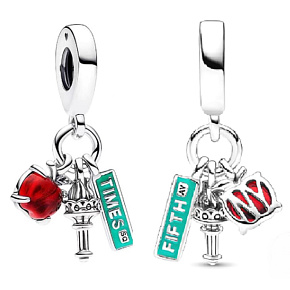 Charm Sterling silver 925 New York City Triple 3in1, travel bracelet pendant