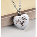 Commemorative urn pendant, Heart, tree of life waterproof, stainless steel 20 x 26 mm