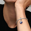 Charm Sterling Silver 925 Planet Earth - Blue Planet 2-in-1 Opening, Heart Inside, Travel Bracelet Pendant