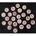 Rose Quartz Circular Rune Alphabet Natural Stone, 16 - 19 mm 25 pieces