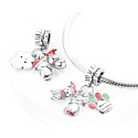 Charm Sterling Silver 925 Christmas 3-in-1 Dog, Cat, and Paw, Bracelet Pendant Christmas