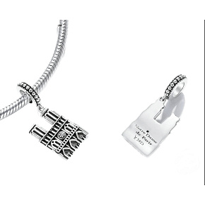 Sterling silver 925 Paris Notre Dame, travel bracelet pendant