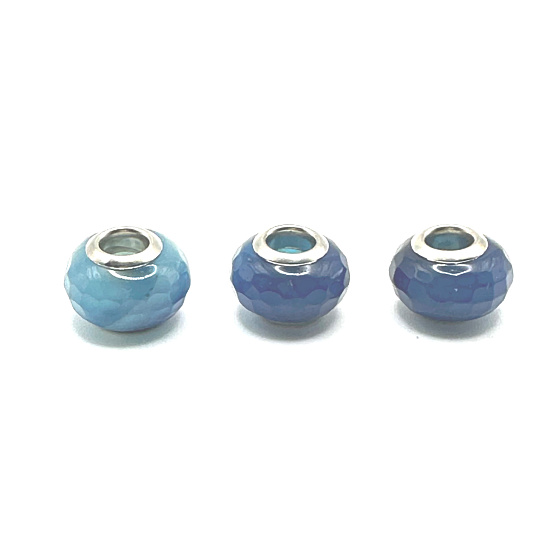 Agate blue facet pendant round natural stone 14 mm 1 piece