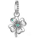 Charm Sterling silver 925 Four-leaf clover for luck, nature bracelet pendant