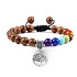 Chakra bracelet Tree of Life + Wood, hand knitted, adjustable size, ball 8 mm