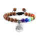 Chakra bracelet Tree of Life + Wood, hand knitted, adjustable size, ball 8 mm