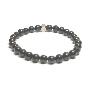 Coal crystal bracelet elastic natural stone, ball 6 mm / 16 - 17 cm