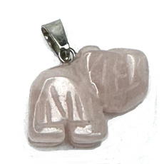 Rose Elephant pendant natural stone, hand cut figurine 1,8 x 2,5 x 8 mm, love stone
