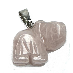 Rose Elephant pendant natural stone, hand cut figurine 1,8 x 2,5 x 8 mm, love stone