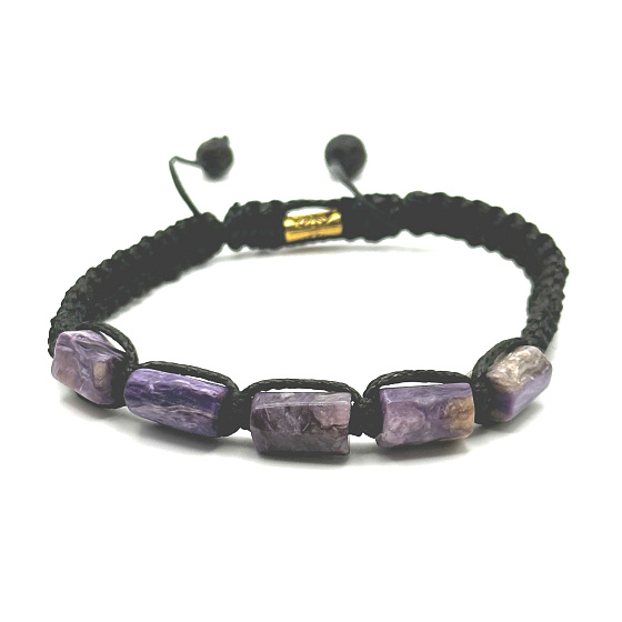 Charoite / Charoite bracelet natural stone, hand knitted, adjustable size, magic and spells, miracle from Yakutia