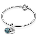 Sterling silver 925 Sparkling globe and the word Mum 2in1, family bracelet pendant